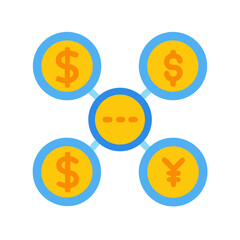 Obraz premium Global currency network depicting dollar and yen exchange rates