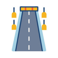 Illustration of road construction with barrier and lane markers