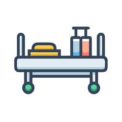 Hospital cart with medicine illustration against a black background