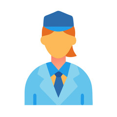 Professional uniformed woman icon on black background for design