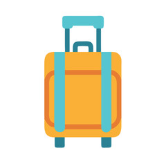 Flat design vector illustration of a yellow travel suitcase
