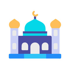 Flat vector icon of mosque on black background
