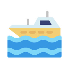 Simplified boat on the water with a dark background