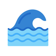 Stylized blue sea wave on the isolated black background