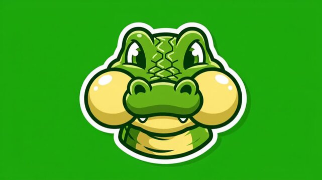 Cartoon alligator head smiling animation loop