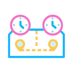 Digital illustration of a travel route and time schedule