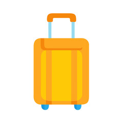 Flat design orange suitcase with light blue handle