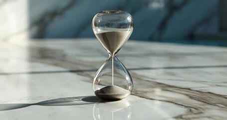 Time Flies Hourglass with Flowing Sand on Marble