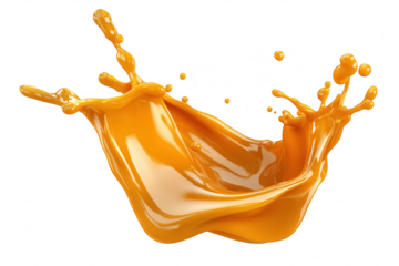 A splash of orange liquid gracefully arcs through the air. capturing the essence of motion and energy. suitable for creative projects or advertisements emphasizing freshness and vitality