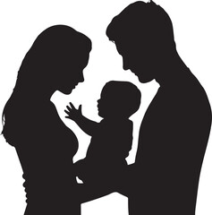 Family Couple Silhouette | Valentine Family Love Illustration