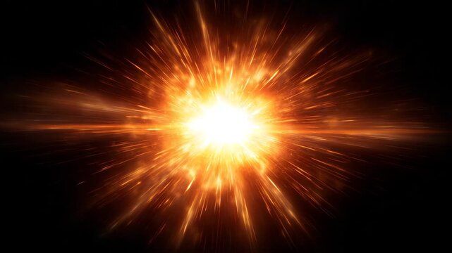 Fiery explosion burst bright light radial energy streak abstract background glowing particles motion