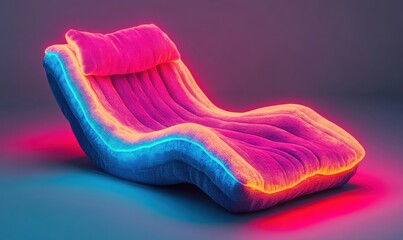 Contemporary lounge chair with neon lighting and soft texture for modern decor