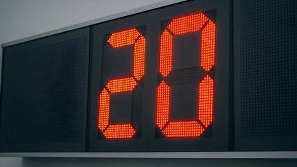 Digital Red Number Display Showing Twenty