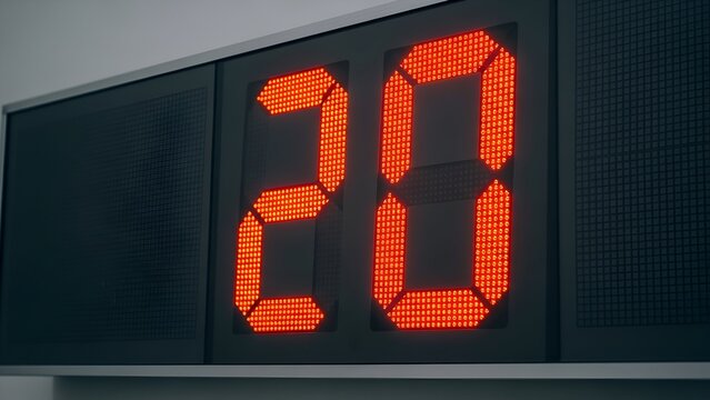 Digital Red Number Display Showing Twenty