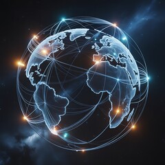 Global network connections radiating across continents symbolizing international business reach and global communication for dynamic modern technology companies