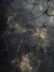 dark cracked earth with golden dust and deep fissures, arid weathered texture conveying desolation and decay