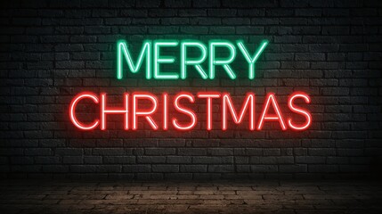 Obraz premium Merry christmas neon sign christmas decorations christmas background christmas lights