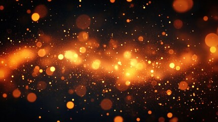 Fototapeta premium warm golden bokeh and shimmering particles against a dark background conveying a dreamy festive glow