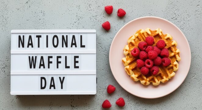 Celebrate national waffle day with a delicious raspberry waffle