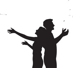 Paper Plane Couple Silhouette | Valentine Fun Illustration