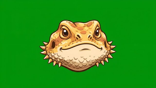 Cartoon horny toad displaying facial expressions