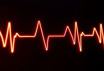 Close-up vibrant EKG line graphic on dark background, heartbeat, pattern