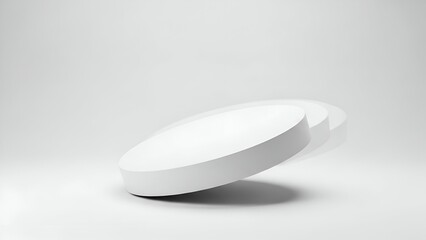 Minimalist White Ceramic Dish on Light Gray Background for Product Display
