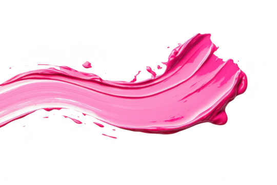 A pink paint stroke elegantly flowing across a clean white background. artistic expression and creativity. perfect for design. art. or DIY projects