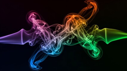 Colorful Smoke Art Abstract Swirls in Dark Background