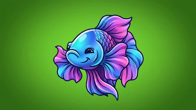 Cute Betta Fish Swimming Animation Loop