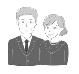 喪服のシニア夫婦