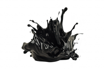 A dramatic splash of black liquid against a neutral background. capturing the dynamic motion and texture of the fluid. ideal for artistic or abstract design themes