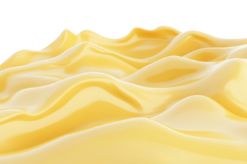 A smooth. flowing surface of yellow material resembling waves. creating a serene and abstract background ideal for creative projects