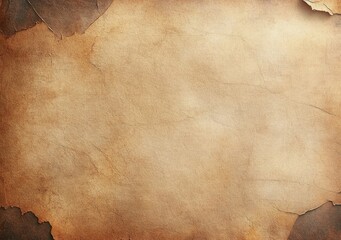 Blank aged parchment with torn burnt edges, cracked and stained sepia texture conveying nostalgia, history, and rustic weathered atmosphere