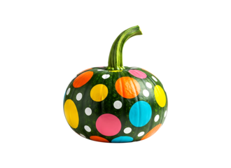 Colorful Halloween pumpkin isolated on a transparent background
