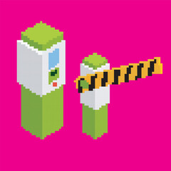 pixel art barrier gate, vector illustration on isolated background.