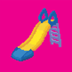 pixel art slide, vector illustration on isolated background.