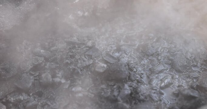 burnt coals from logs with a lot of dust and fumes, dust and burnt coals after cooking meat in the grill, close up