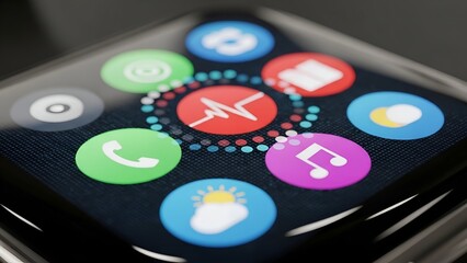 Smartphone Screen Displaying App Icons in Bright Colorful Layout