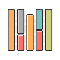 Colorful Equalizer bars showing audio sound levels on black