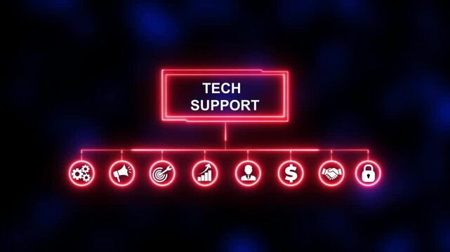 Tech Support, Hologram Futuristic Interface Concept. Business, Technology, Internet and network concept.
