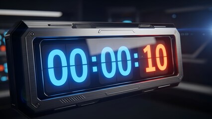 Digital Countdown Timer Display Showing Ten Seconds Remaining in Modern Futuristic Style