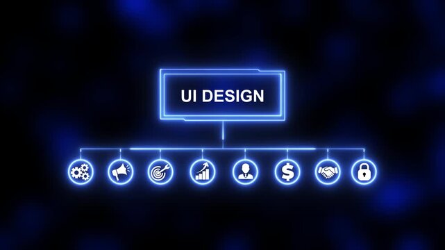 Ui Design, Hologram Futuristic Interface Concept. Business, Technology, Internet and network concept.