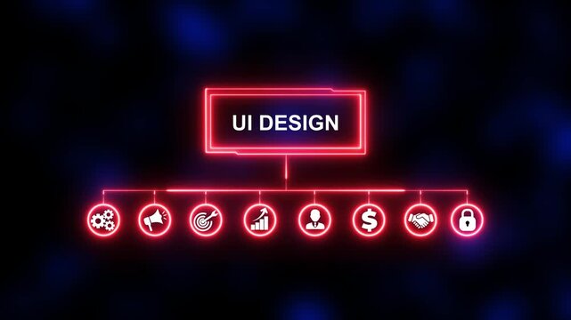 Ui Design, Hologram Futuristic Interface Concept. Business, Technology, Internet and network concept.