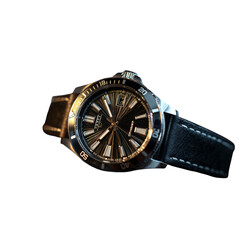 Elevate your style with a modern wristwatch featuring a sleek black face and leather band, perfect for adding a touch of sophistication to any occasion