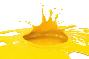 A splash of yellow paint creates a dynamic and energetic scene. fluid motion and color. ideal for creative projects or artistic backgrounds