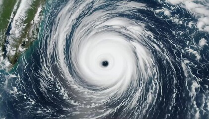 Intense hurricane spinning over ocean waters providing dramatic weather footage for disaster preparedness campaigns and climate change awareness