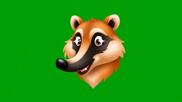 Cartoon badger character animation on green screen