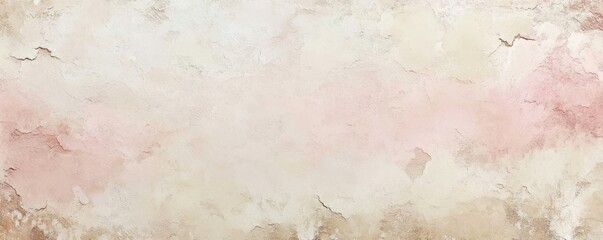 faded pastel pink and beige peeling plaster wall with weathered cracks and soft rustic texture, calm nostalgic atmosphere