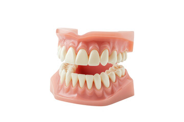Obraz premium A detailed dental model upper and lower teeth. highlighting dental anatomy and structure. set against a clean white background. ideal for educational and dental training purposes